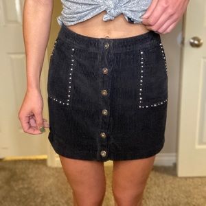 Corduroy Black Skirt